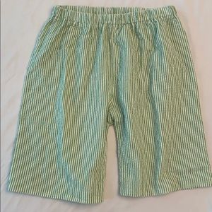 Boys green seersucker shorts